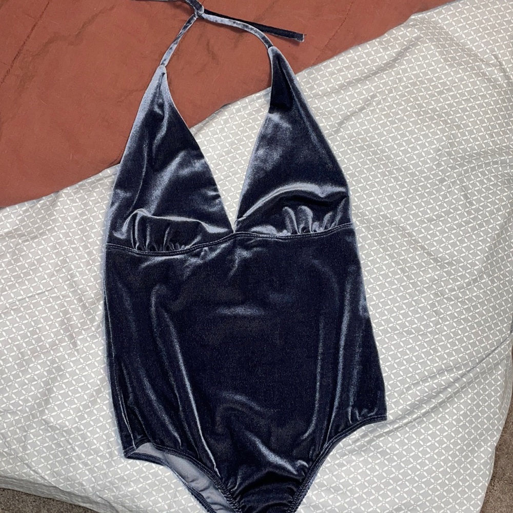 Velvet tie back bodysuit